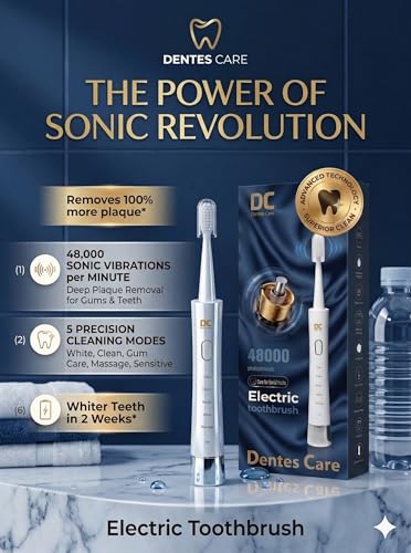 Image of Sonic Electric Toothbrush for Adults - Ultra-Power 48,000 Vibrations - 5 Precision Modes, 45-Day Battery Life & USB-C Fast Charging - Includes 3 Brush Heads & Travel Cap (Arctic Alabaster White)