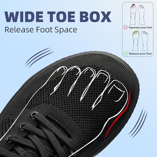 Slow Man Wide Toe Box Shoes for Men Dress Sneakers Casual Comfortable Mesh Oxford Business Sneaker Breathable Office Walking Shoe Black 112