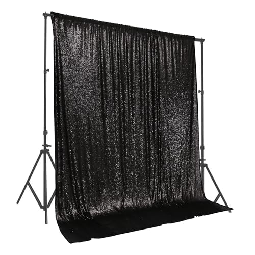 PartyDelight Black Sequin Backdrop, Photography Curtain Special Events Party10Ftx10 Ft