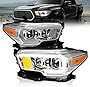 AmeriLite for 2016-2023 Toyota Tacoma SR SR5 [No LED DRL Tube Models] Quad Projector Black Replacement Headlight Assembly Pair - Passenger and Driver Side