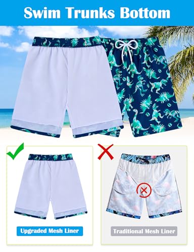 Boys Short Sleeve Rash Guard Swimsuit Set with Swim Trunks for 4-12 Years4