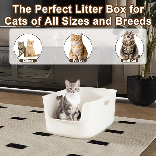 Arenero para gato blanco plástico 22.8x15x8.7 pulgadas miniatura 5