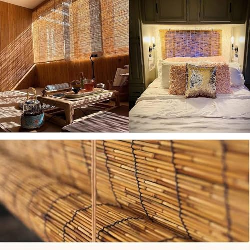 Bgyftw すだれ 幅35cmx丈200cm竹ロールスクリーン 竹すだれ 竹すだれ、プライバシー保護カーテン、 竹のカーテン 竹 すだれ エコスクリーン、 屋内 ロールアップ 巻き上げ式すだれ 適用できる ホテルのティールームのドア [3]