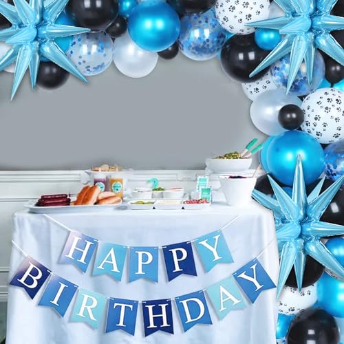 Image of TONIFUL 4 Pcs Star Balloons Light Blue Foil Explosion Party Decoration | 22 Inch Large Mylar Star Balloon for Christmas New Year Boys Birthday Party Wedding Baby Shower Photo Booth Supplies