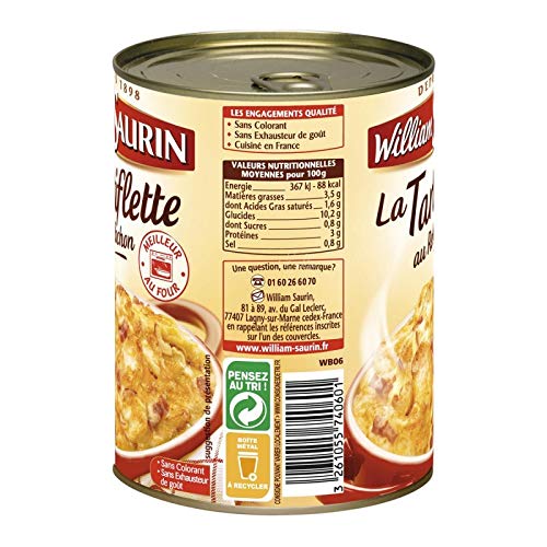 TARTIFLETTE AU REBLOCHON - PLAT CUISINÉ 410G, WILLIAM SAURIN, LOT DE 4