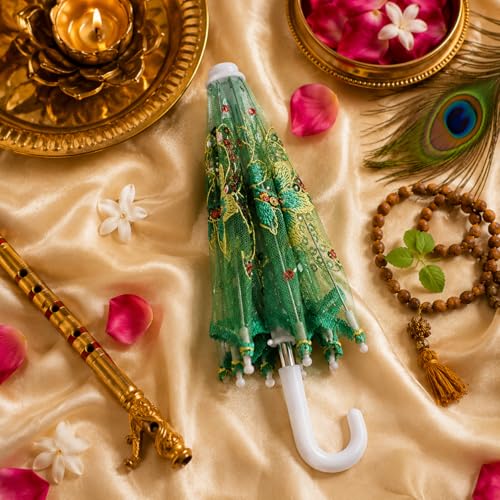 Image of Decorative Umbrella for Ladoo Gopal Ji, Traditional Temple Decor, Umbrella /Chhata /Chaata for Laddu Gopal Ji Decorative Chatri for God Idol -Best for Gifting & Home Temple (Pack 1)