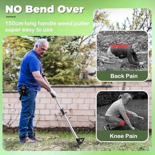 LAWFYMORI Weed Puller Tool with Long Handle, 150cm Weed Remover Gardening Tools, 2 in 1 Manual Weed Rake and Garden Hoe, Heavy Duty Weeding Pull for Yard, Lawn, Patio, Garden 3 LAWFYMORI Weed Puller Tool with Long Handle, 150cm Weed Remover Gardening Tools, 2 in 1 Manual Weed Rake and Garden Hoe, Heavy Duty Weeding Pull for Yard, Lawn, Patio, Garden - Image 3
