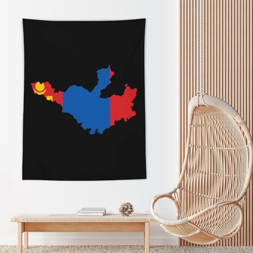 Tapiz de Mongolia vertical para decorar tu dormitorio con un mapa original 5