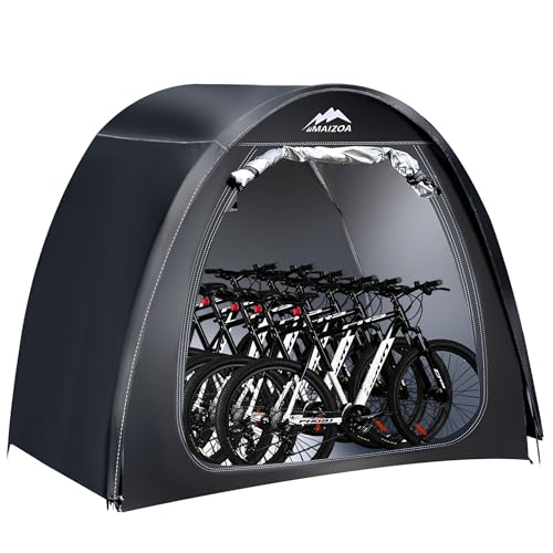 MAIZOA outdoor bike storage tent, with removable waterproof sun protection cover made of 210D Oxford cloth PU 4000mm waterproof fabric for bicycles, motorbikes, gardening tools and other items
