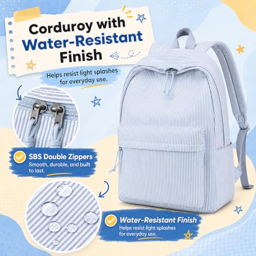 Image of BTOOP School Backpack for Teens Girls, Cute Corduroy Bookbag Lightweight 15.6 inch Laptop Bag for Women Casual High School College