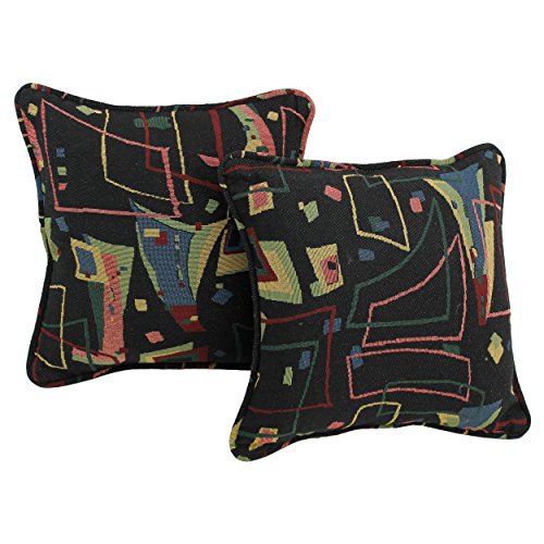 Blazing Needles Patterned Tapestry Double-Corded Square Throw Pillows with Inserts (Set of 2), 18", Spin City