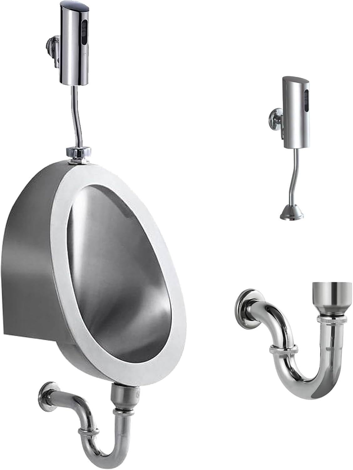 Urinario inteligente de acero inoxidable montado en la pared, sistema de descarga automática para uso doméstico y comercial