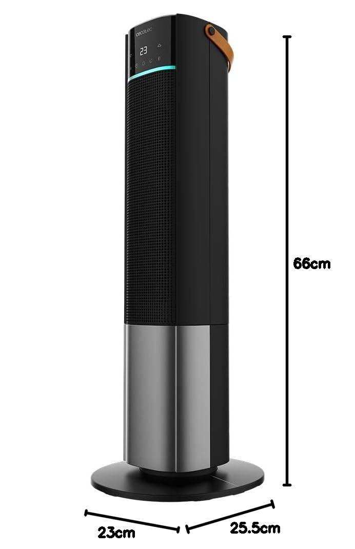 Cecotec Calefactor Eléctrico Cerámico de Pie ReadyWarm 2070 Max Ceramic Rotate Smart, 2000 W, Pantalla Digital, Control Táctil y Control remoto, Oscilación, 3 Modos, Termostato, 20 m²