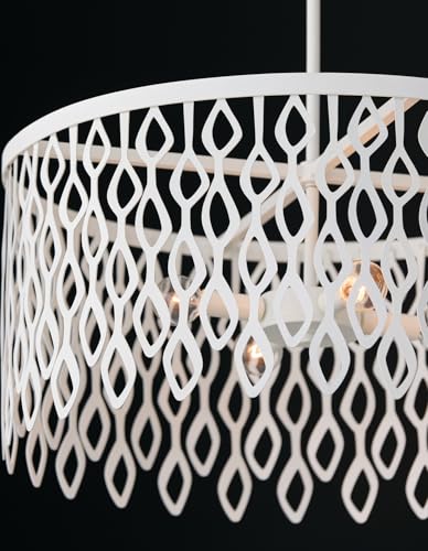Image of Capital Lighting 352941WE Phoebe Modern Laser-Cut Adornments Lace-Like Pendant, 4-Light 240 Total Watts, 24 inch H x 24 inch W, Matte White