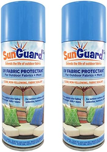 SUNGUARD Spray protector UV y sellador de tela (paquete de 2) para jardín y hogar evita derrames y manchas de decoloración