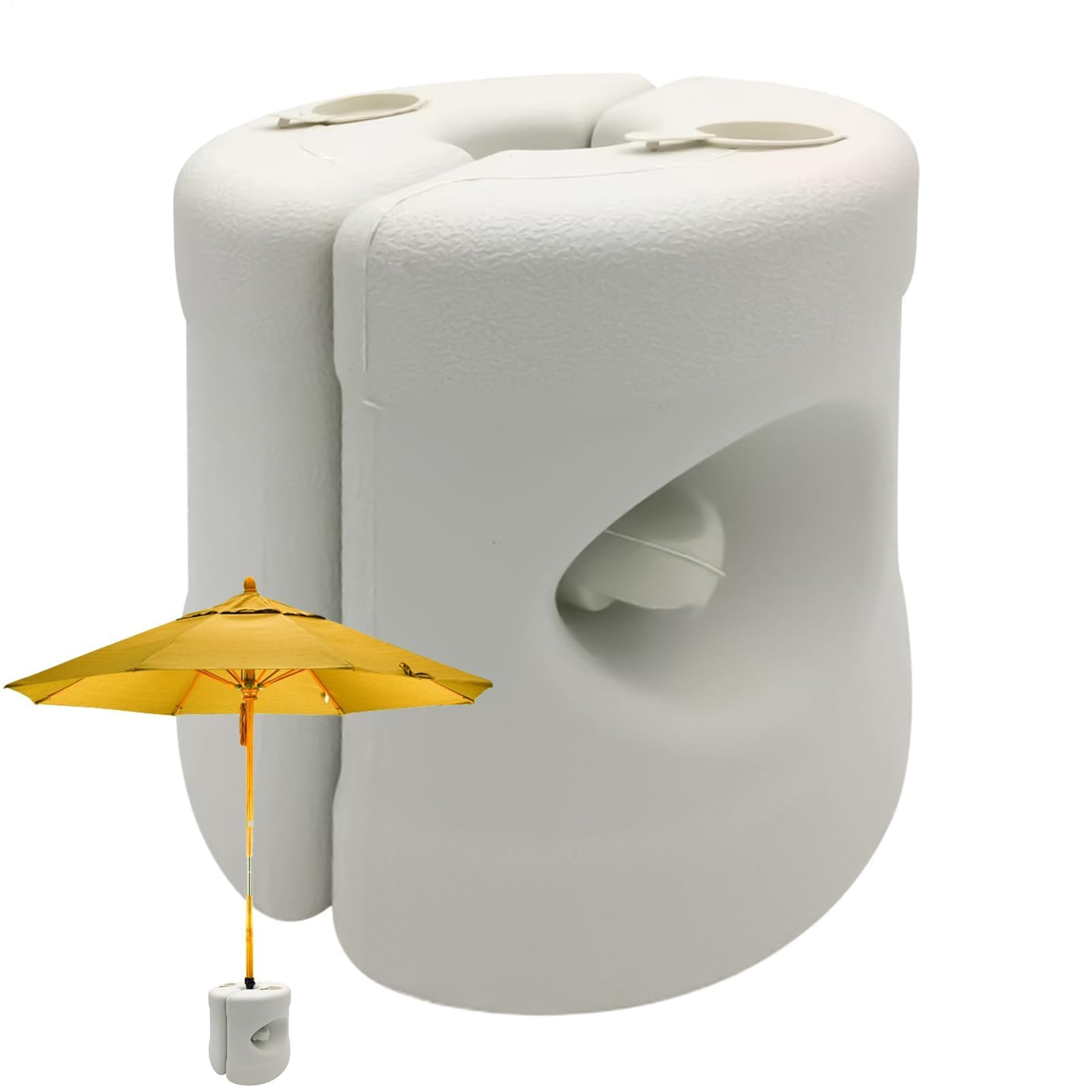 Heavy-Duty Umbrella Base Stand Round Patio Umbrella Holder Easy to Assemble Fillable with Water/Sand Wind-Resistant Weights for Beach Pool Balcony Picnic Camping