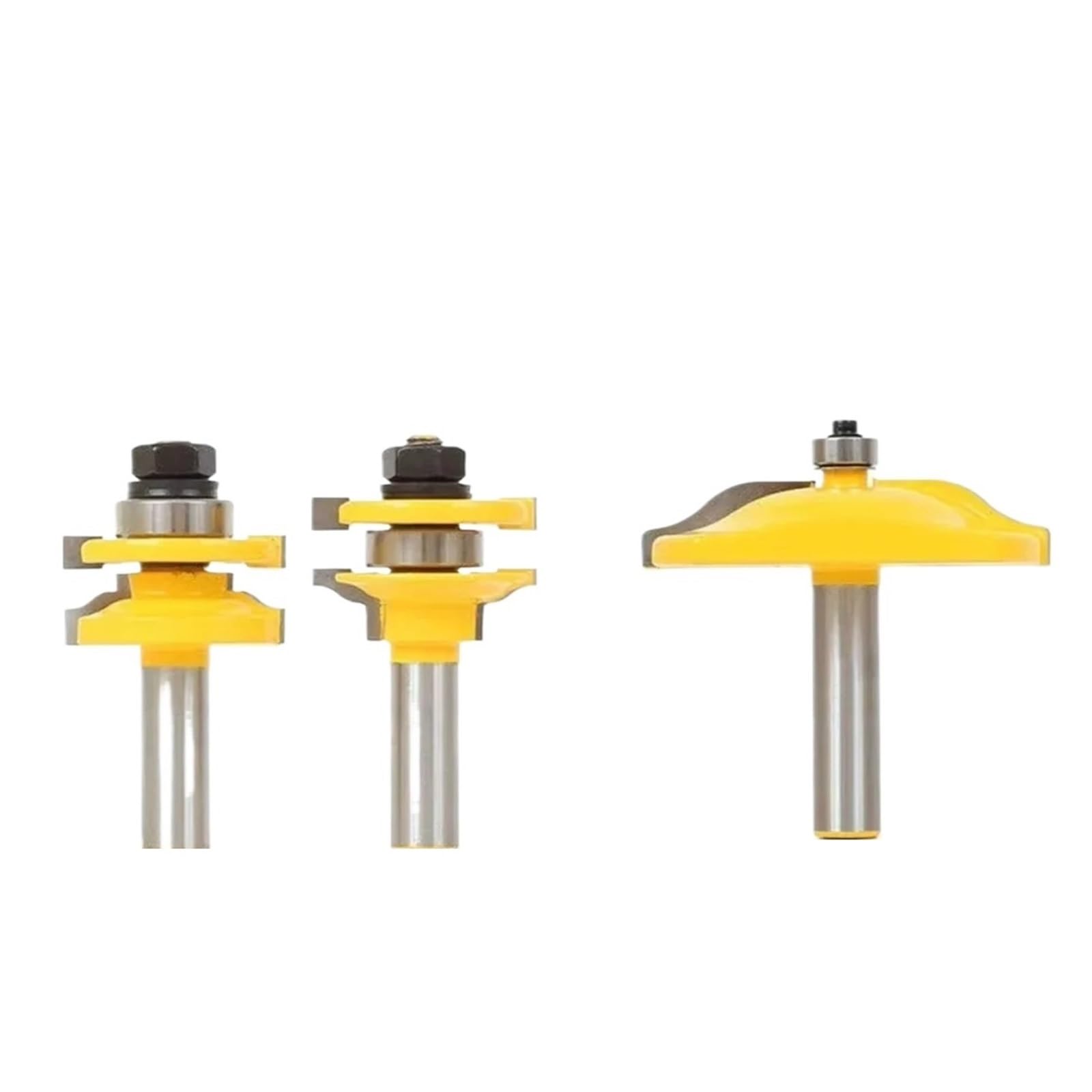 Epaknhgd 05 3Pcs/Set 1/2" 12.7Mm Shank Milling Cutter Wood Carving Raised Panel Cabinet Door Router Bit Set Bevel Woodworking(05)