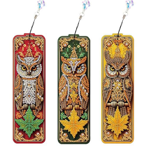 Kit marque-pages peinture diamant 5D hiboux pour offrir un cadeau fait main unique