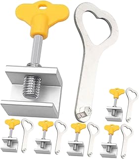 TIDTALEO Sliding Window Stopper Sliding Door Security Lock 6 Set of Window Locks Adjustable Sliding Window Door Safety Locks with Key Window Locks Wrench