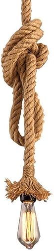MQ - Lámpara colgante de cáñamo vintage, lámpara colgante de una sola cabeza de 8.2 pies, cable de linterna E26 E27, enchufe para decoración de