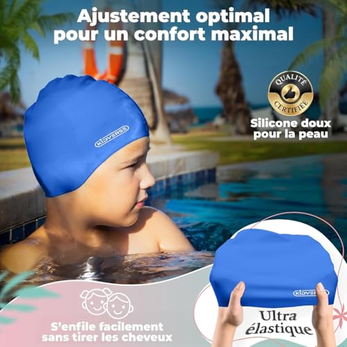 KIDVERSE Bonnet de Bain Enfant Silicone - Bonnet Piscine Garcon imperméable – vue 4