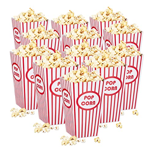 Relaxdays, rot/weiß Popcorntüten, 48 Stück, gestreift, US-Retrostyle, Kino, Filmabend Zubehör, Kindergeburtstag, Pappe, 48er Set., 6.87
