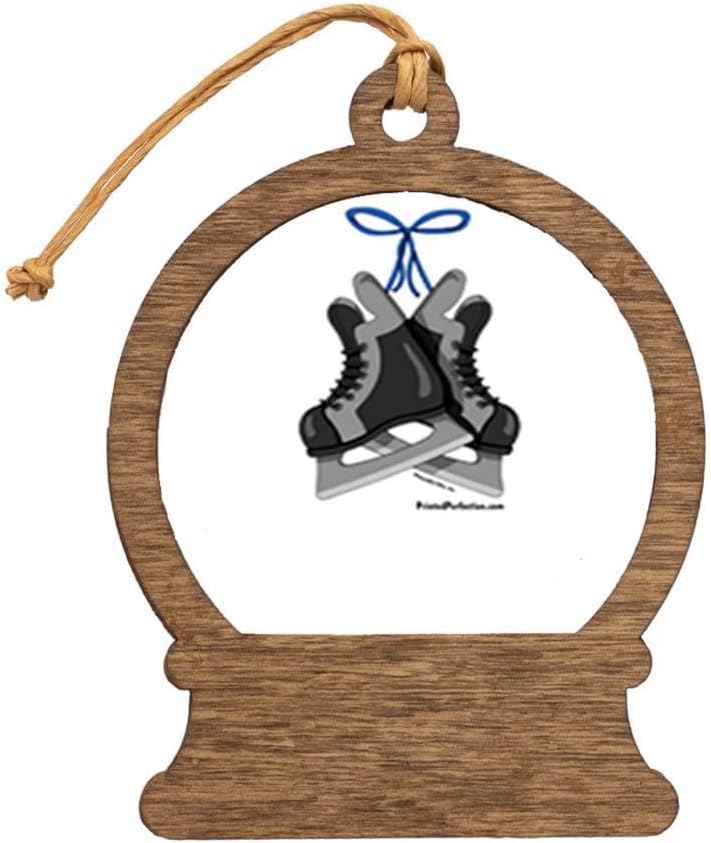 PrintedPerfection.com Personalized Ice Skates - Male Wooden Snow Globe Shaped Christmas Ornament