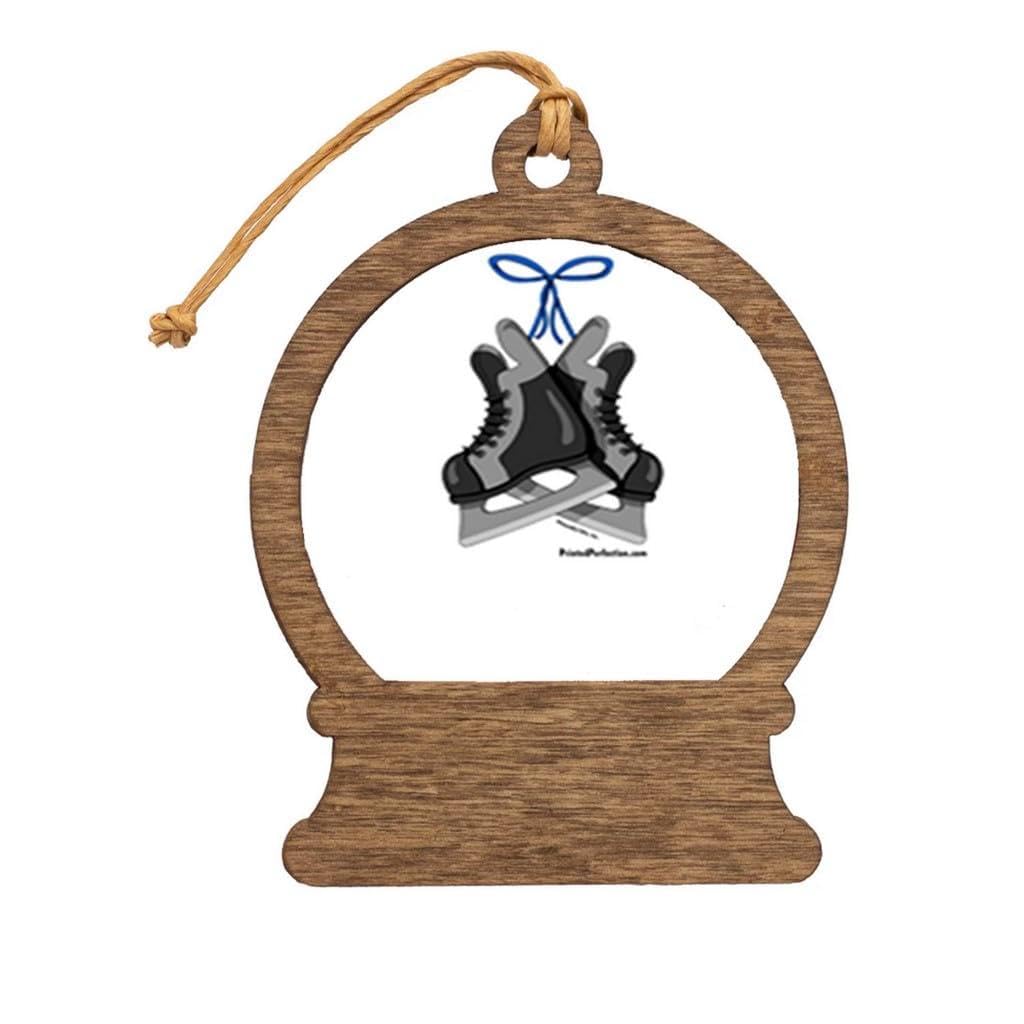 PrintedPerfection.com Personalized Ice Skates - Male Wooden Snow Globe Shaped Christmas Ornament