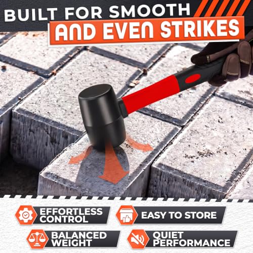 Image of Rubber Mallet Hammer 8 Oz, Soft Face Non-Marring Head (Red) | Small Mallet with Non-Slip Ergonomic Grip for Woodworking, Tile, Flooring, Furniture Assembly, Jewelry, and Leatherwork