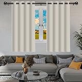 Thermo-Verdunkelungsvorhänge, isolierend, hitze- und kältebeständig, einfach zu installieren, Ösenvorhänge für Wohnzimmer/Schlafzimmer, Fenster, Beige