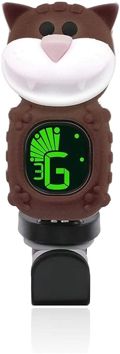 Cartoon Cat Clip-On Tuner Display LCD for Chitarra cromatica Basso Violino Ukulele Strumento a Corde(Brown)