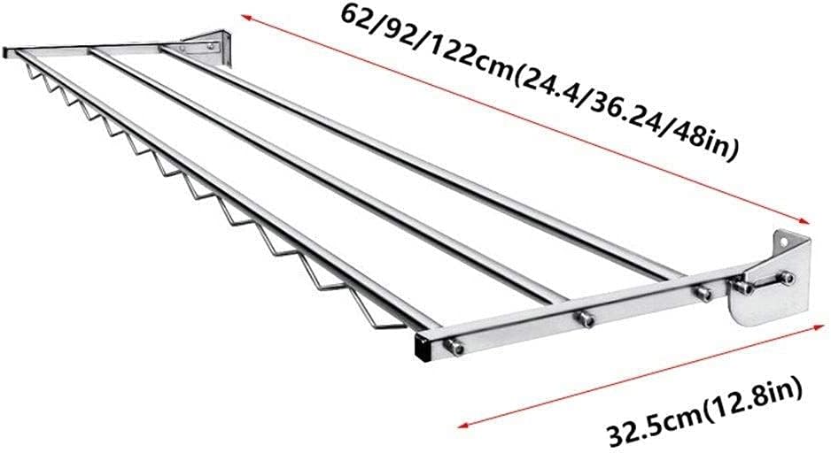 F Wall Mounted Drying Rack Push-Pull Airer Stainless Steel Folding Clothes Hanger Rack Space Saving Clothes Storage Organiser Bathroom Clothesline Pole The Ne,A-122cm