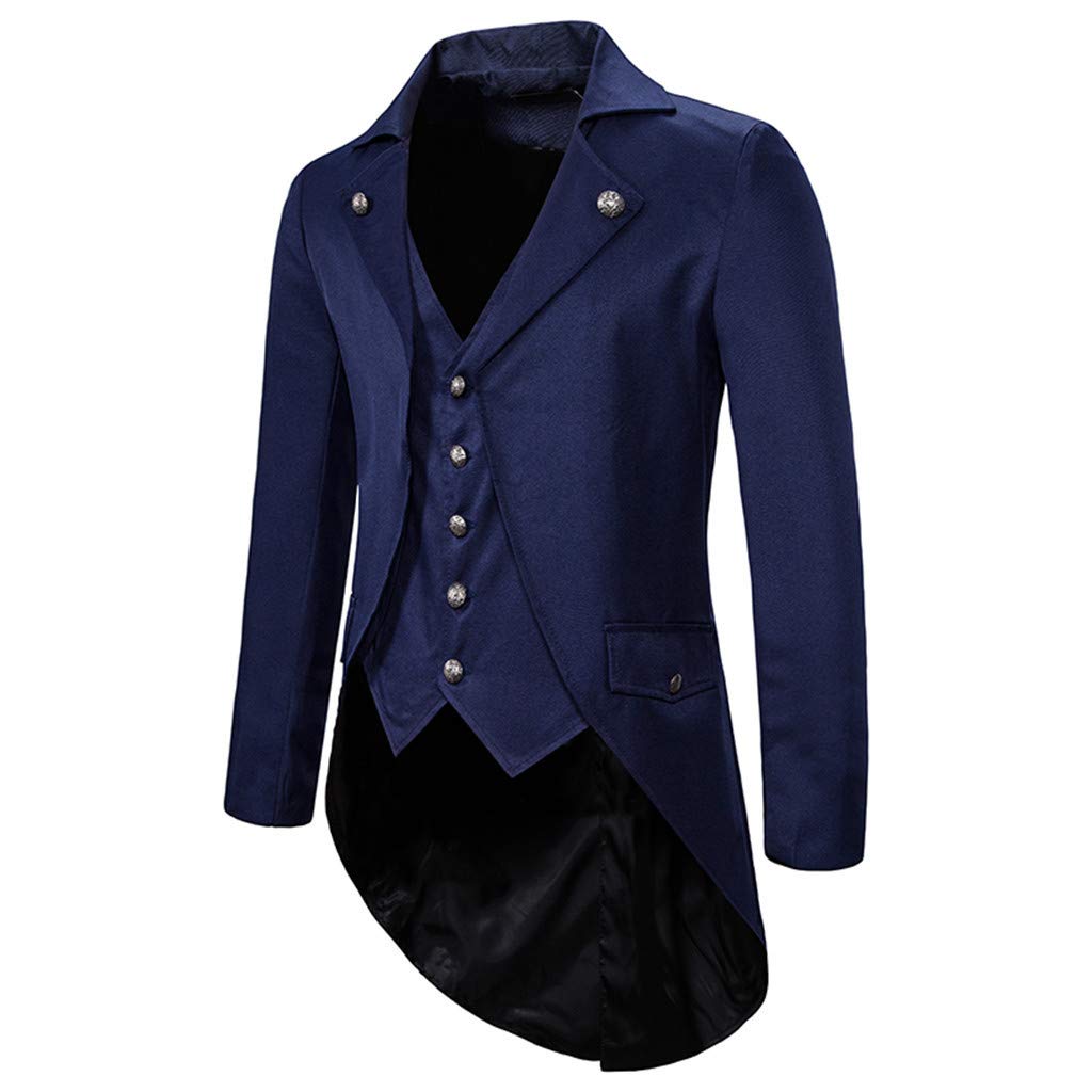 Sakko Herren Mantel Frack Jacke Gothic Gehrock Praty Outwear (Navy, M)