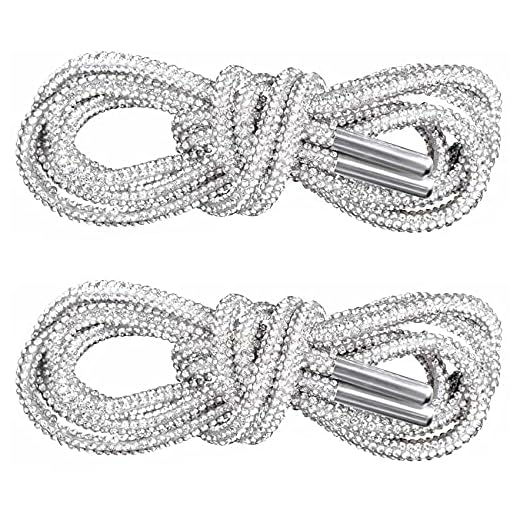PAGOW 1Pairs Rhinestone Glitter Rope, Crystal Bling Bling Shiny Round Shoe Laces for Sneakers, Drawstring Cords Replacement for Sweatpants Shorts Crystal Hoodies (White)