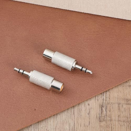 2 Packs adaptador RCA macho a estéreo 3.5 mm plateado miniatura 7