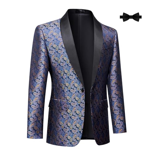 Mens Paisley Floral Tuxedo Jacket Slim Fit One Button Blazer Jacket Shawl Lapel Dinner Party Prom Tuxedo