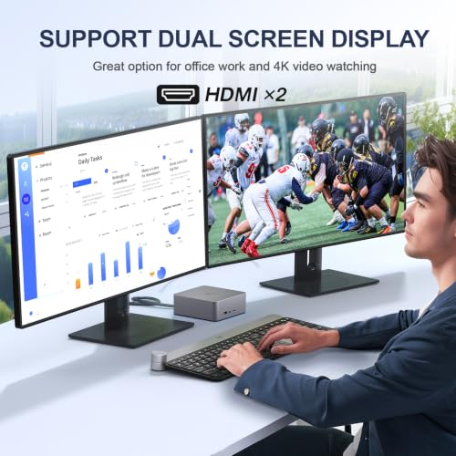 Image of Beelink EQR5 Mini PC AMD Ryzen 5 5825U, 16GB DDR4 500GB PCIe3.0 SSD, Mini Computer Support WiFi 6 / BT5.2 / Dual HDMI /Built-in Power Supply, Home Office Desktop Computer