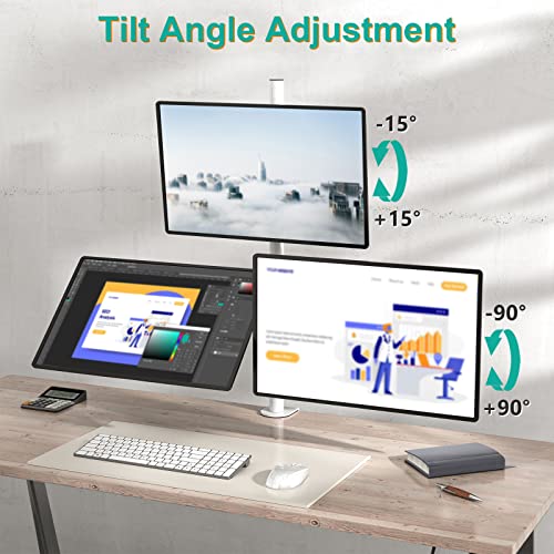 Image of WALI Tall Triple Monitor Stand, Fully Adjustable Three Monitor Desk Mount Fits 3 Screens up to 27 inch, 22 lbs. Weight Capacity per Arm (M003-W), White