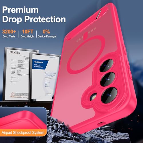 AMILIFECASES Magnetic for Samsung Galaxy S26+ Plus Case, [Compatible with MagSafe][Full Camera Protection][Built-in Invisible Kickstand] Translucent Matte Phone Case for S26 Plus 6.7" - Hot Pink - image 5