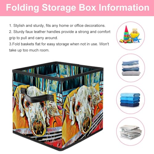Boîte de rangement pliable motif chien abstrait pour placards et vêtements