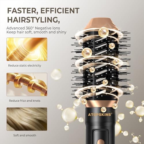 1000W Hot Air Styler 6 in 1 Hair Styler Hot Air Brush Set, Ionic Hair Styler with Hair Dryer, Round Brush Hair Dryer, Hair Dryer Brush, Hot Straightening Brush, Air Styler Thermal Brush Hair Dryer Set - Image 7