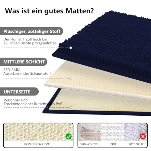UHOUSEST Badematte rutschfest, Weicher Badezimmerteppich-Wasserabsorbierend Badematte, Maschinenwaschbar Badvorleger, für Badewanne und Toilette-Darkcyan 3 Stück – Bild 5