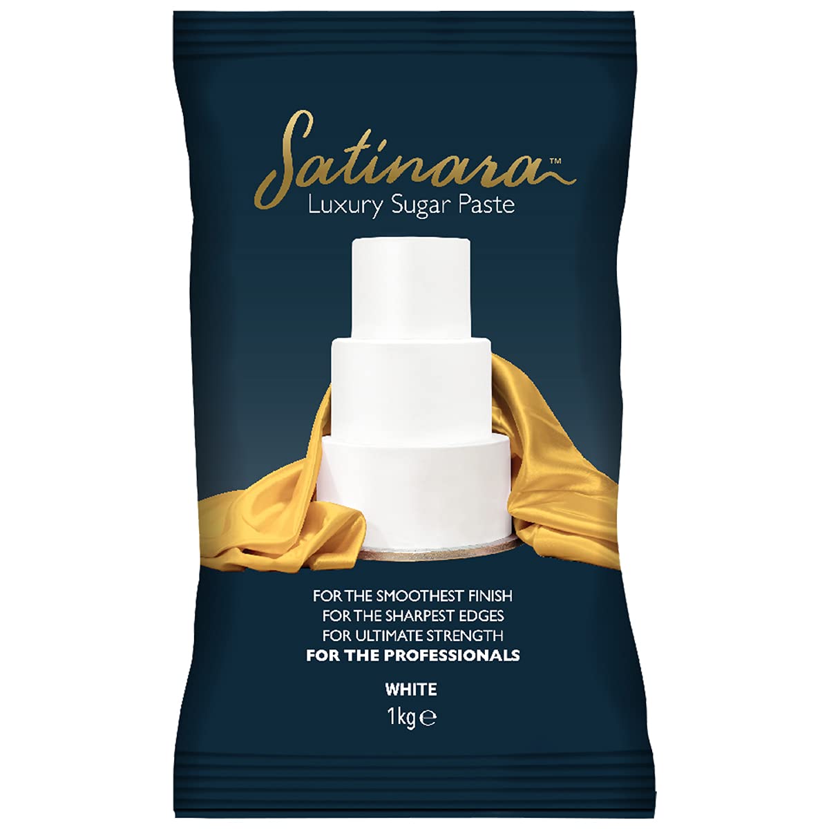 Satinara Luxury White Sugar Paste for Cakes and Bakes, Fondant Icing – White, 1kg