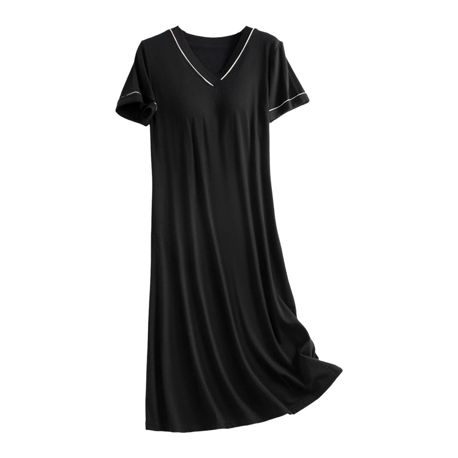 Genérico Camisones para Mujer con Sujetador Incorporado Cuello en V Manga Corta Informales Holgados cómodos Dormir