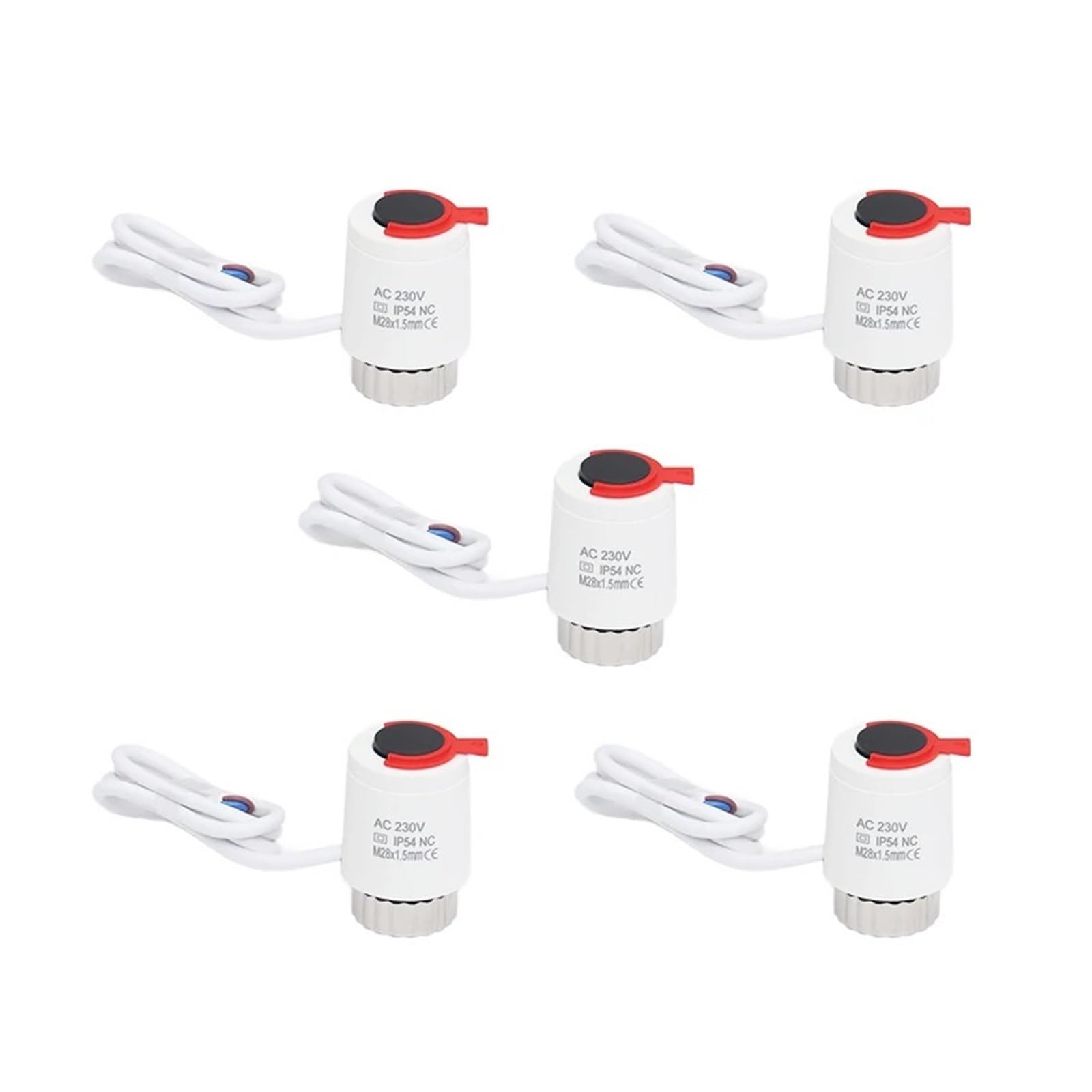 Hwww 5 Pieces-White Hweih 1/5 Pieces 230V Normally Closed Nc M28*1.5Mm Electric Thermal Actuator For Underfloor Heating Thermostatic Radiator Valve(5 Pieces-White)