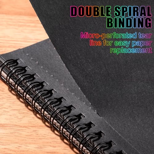 Papier à dessin sans acide noir à spirale pour éviter le transpercement - 4