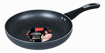 Impex Fry Pan 24 cm Royal 5-Layer Super Granite Nonstick Induction Base, 10 Times Tougher Non Stick, Fry Pan for All Frying Needs, Ease to Clean, 1 Year Warranty (24 cm, Grey)