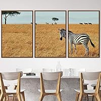 3 Piece Framed Canvas Wall Art Single Striped Animals Black and White Dramatic Modern Art for Living Room Bedroom - 16