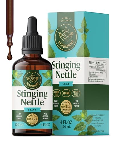 HERBAMAMA Stinging Nettle Leaf Tincture for Seasonal Support Nettle Supplement for Immune Support Vegan Non-GMO Alcohol & Sugar-Free 168-Day Supply