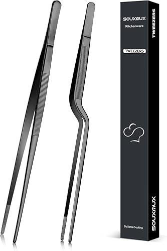 Juego de pinzas de cocina de 10 pulgadas y pinzas compensadas, puntas dentadas de precisión, pinzas de chef profesional de acero inoxidable,